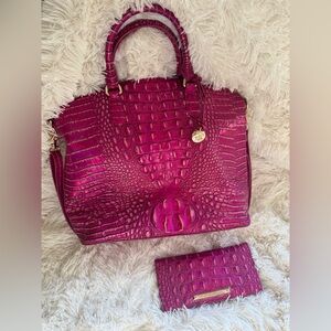 BRAHMIN MAGENTA DUXBURY SATCHEL WITH WALLET